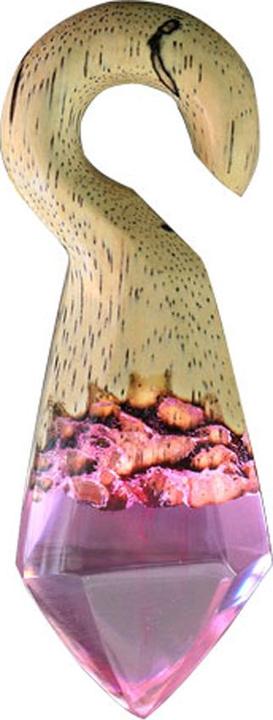 Actual product image Star Piercing Ohrgewicht Haken färbung Epoxy violett aus Tamarind Holz (without brass, Organic)