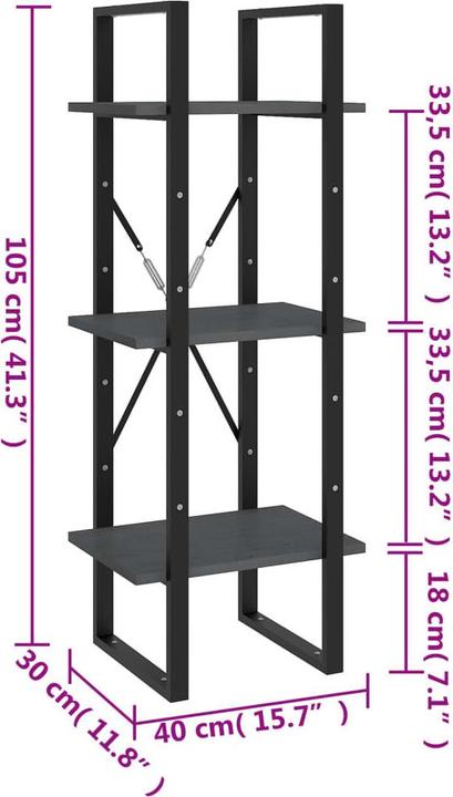 Actual product image vidaXL Bücherregal (40 x 30 x 105 cm)