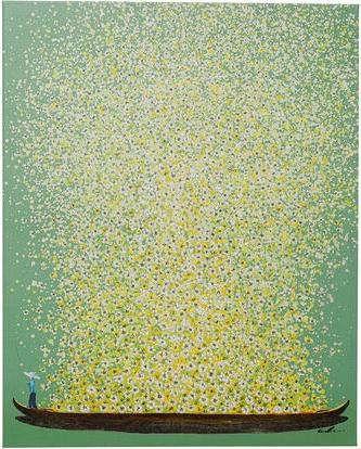 Produktbild Kare Design Leinwandbild Flower Boat Lila weiss (80 x 100 x 3.5 cm)