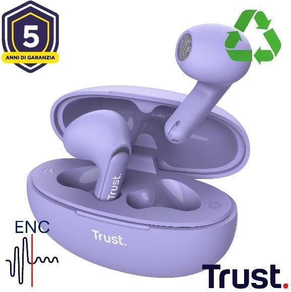 Actual product image Trust Yavi Bt Enc Earphones Purple (Wireless)