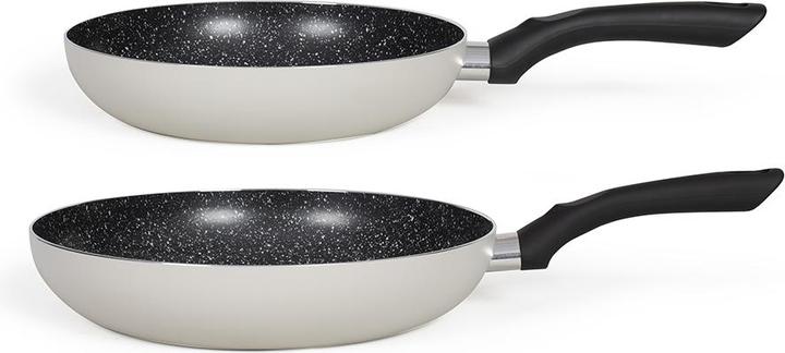 Produktbild Livoo Set aus 2 Pfannen in Steinoptik (24.28 cm, Pfannenset + Topfset, Aluminium)