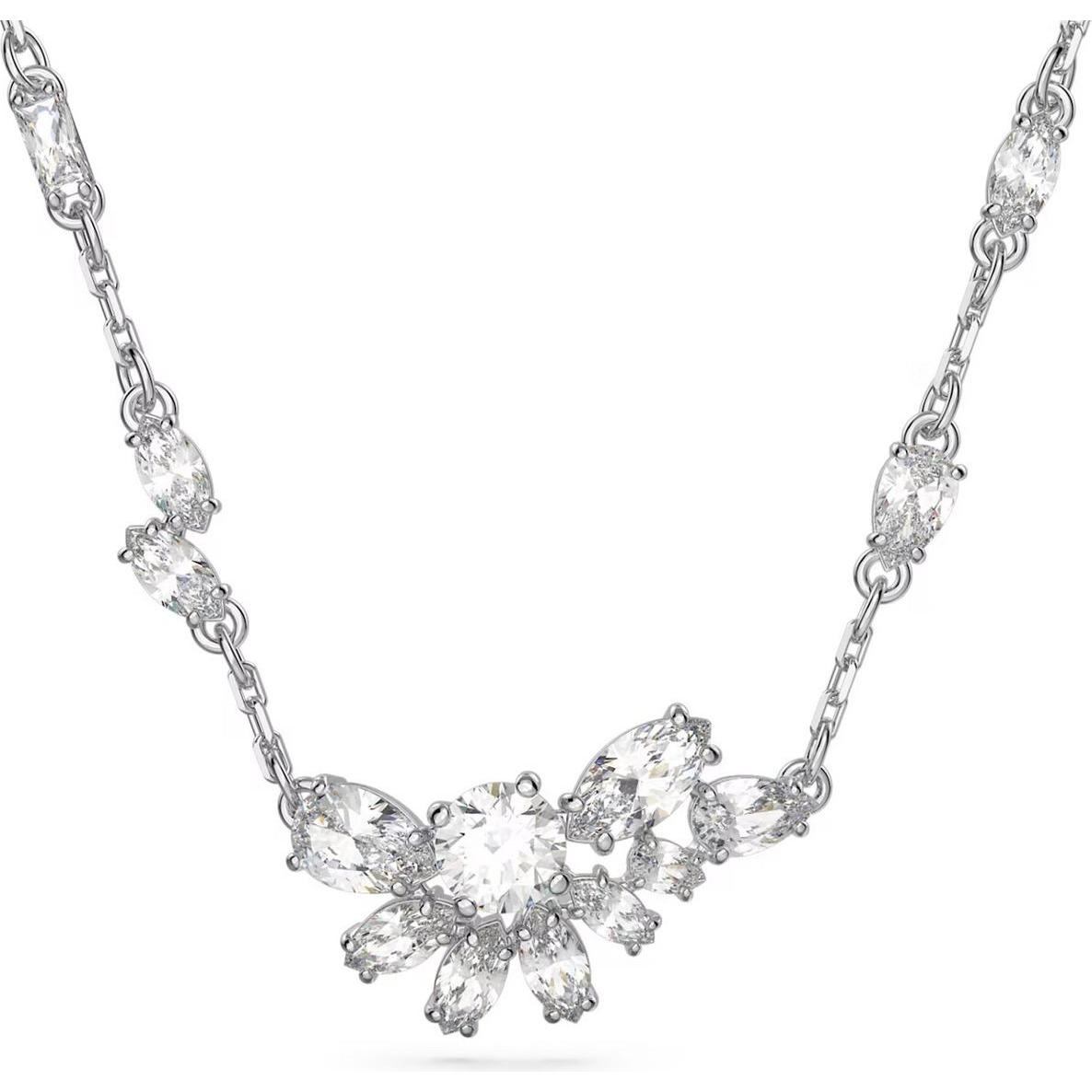 Swarovski, Halsschmuck, Gema Halkette Silber, (Swarovski Metall, 41 cm)