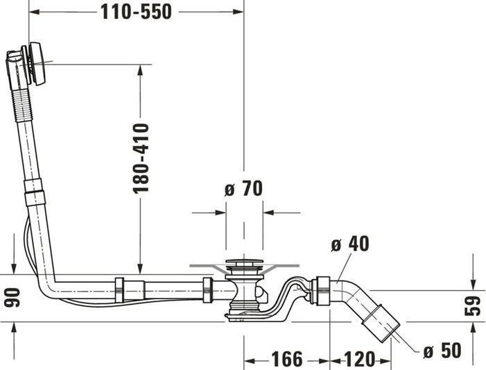 Image du produit Duravit Garniture de vidage/débordement QUADROVAL chromée (Ensemble de drainage, Garniture de trop-plein)