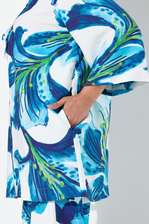 Immagine prodotto Ulla Popken Giacca con fiori, scollo a V e maniche a 3/4 (46, 48)