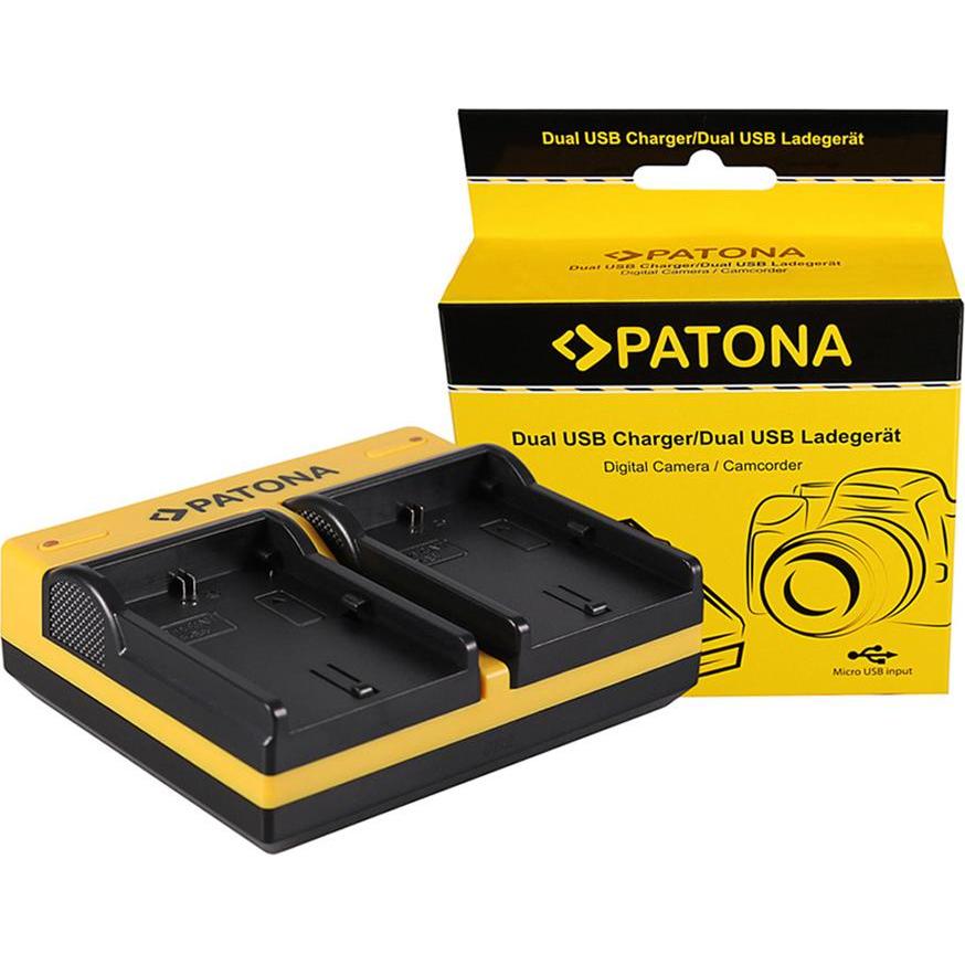 Patona Caricabatterie doppio per Canon LP-E6 EOS 5D 60D 60Da 6D 7D EOS70D EOS-70D LP-E6 Mark II incl. (Caricabatterie per fotocamere), Alimentatore fo