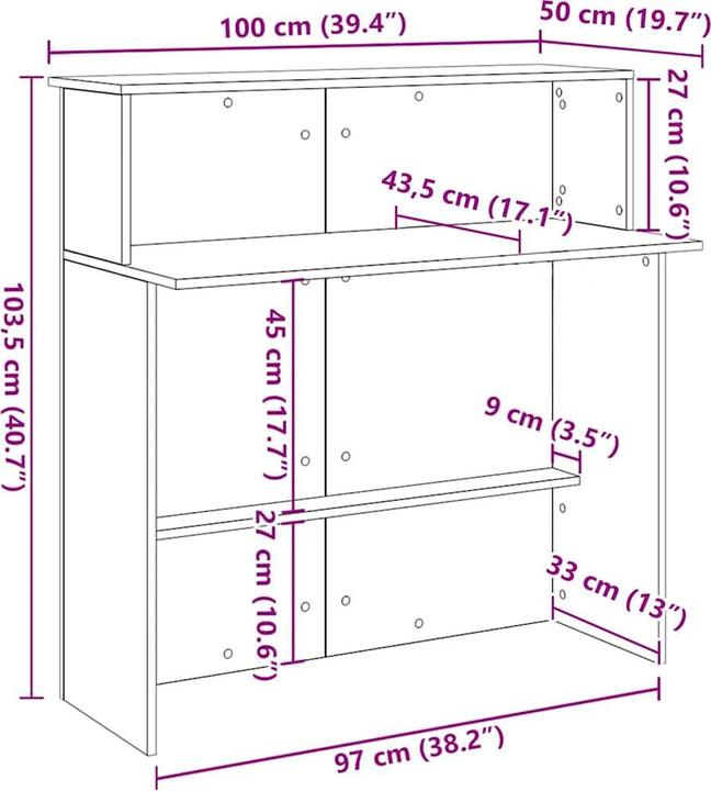 Actual product image vidaXL Reception counter in reclaimed wood look 100x50x103.5 cm wood-based material
