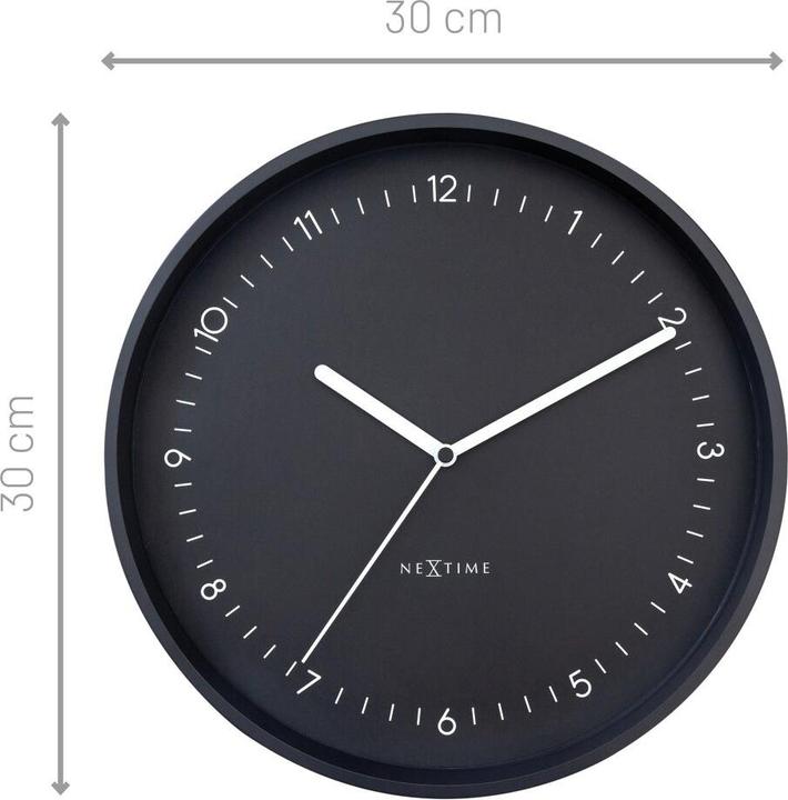 Actual product image Nextime 3305ZW - Berlin" wall clock, Silent, Black, Aluminium, 30 cm (30 cm)