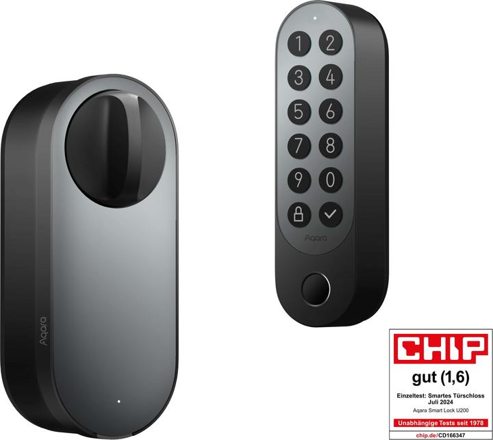 Aqara Smart Lock U200 (Fingerabdruck, Elektronische Zahlenkombination, Schlüssel, Smartphone, Schlüsselkarte, Bluetooth)