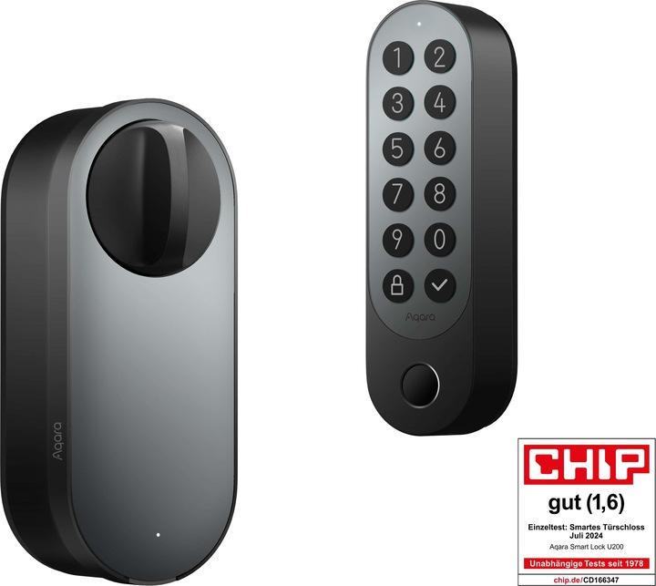 Aqara Smart Lock U200 (Bluetooth, Elektronische Zahlenkombination, Schlüssel, Smartphone, Schlüsselkarte, Fingerabdruck)