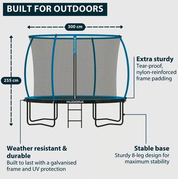 Produktbild Hudora Trampolin Up 300 - Blau (300 cm)