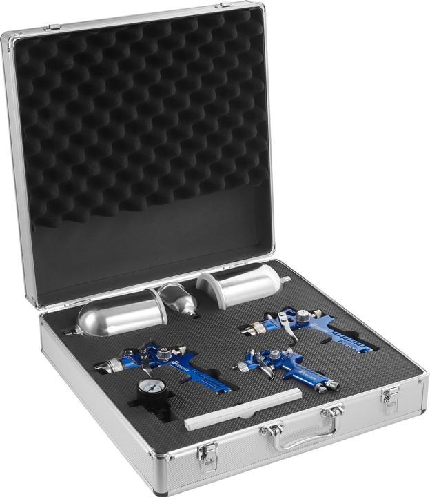 Immagine prodotto tectake 3 pistole per verniciare HVLP (ugello 0,8/1,3/1,7 mm) inclusi panni in microfibra