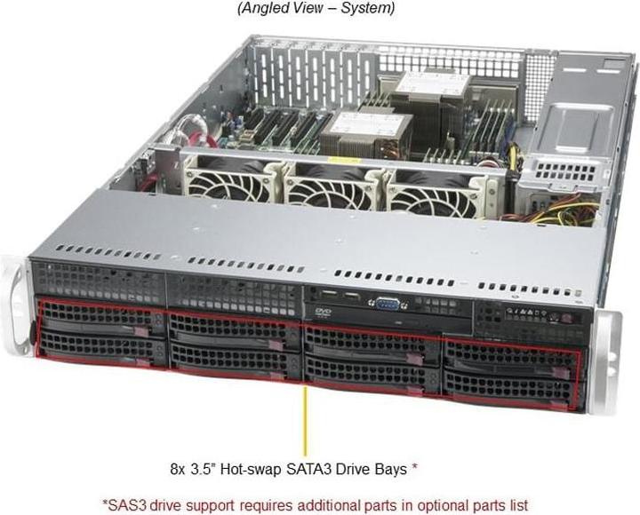 Image du produit Supermicro SYS-620P-TRT, DDR4-SDRAM, SATA III, DVD-ROM, 120 W, Rack (2 U)