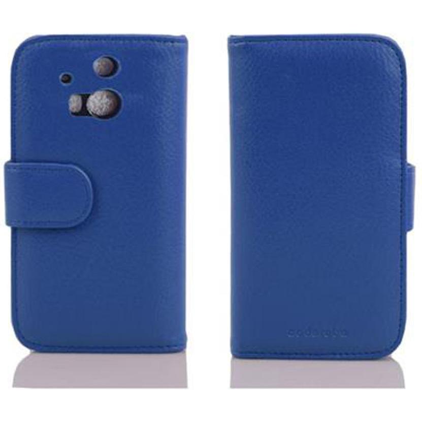 Cadorabo Book mit 3 Kartenfächer Cover (HTC One M8), Smartphone Hülle, Blau