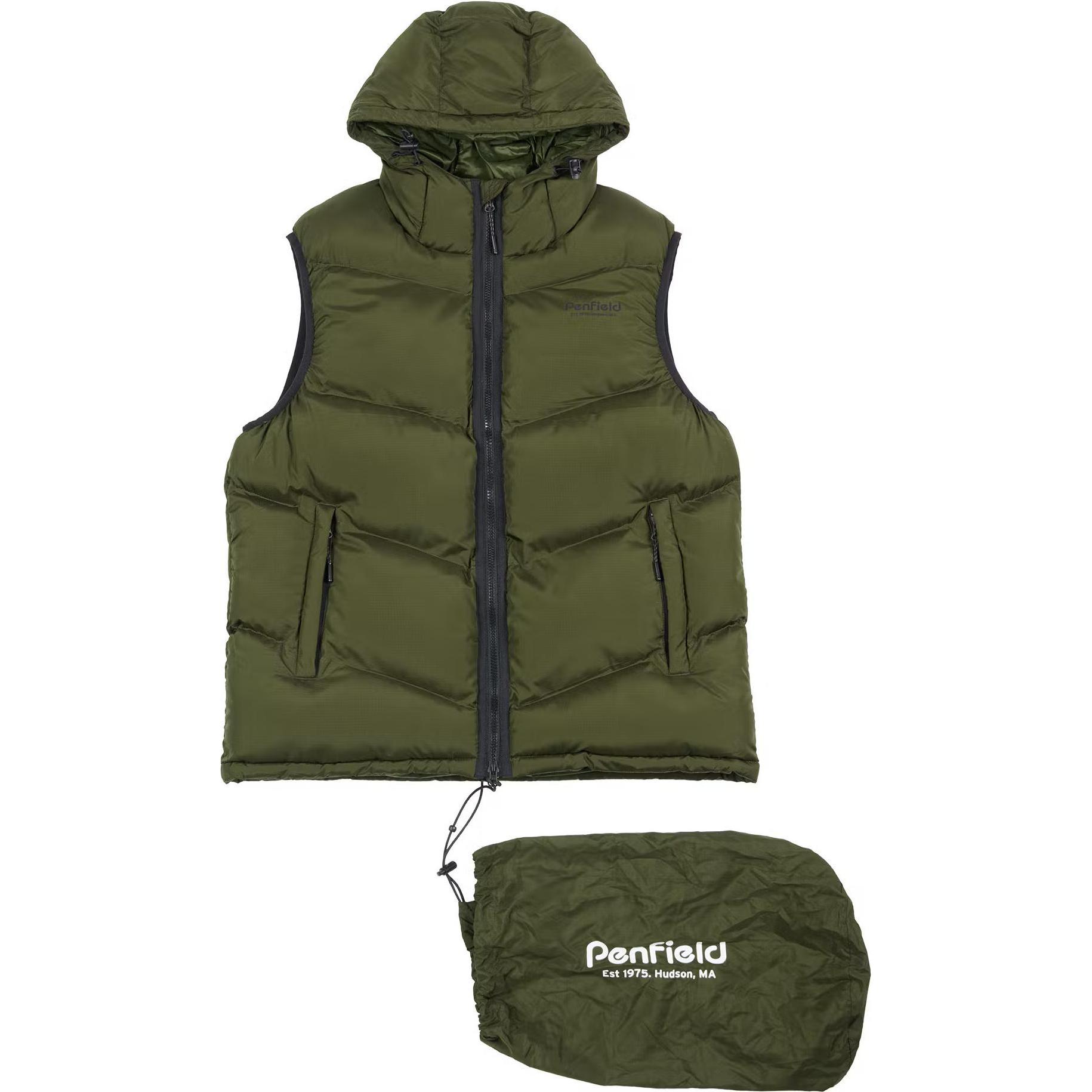 Penfield, Herren, Weste, geteppte kapuzenwete mit winkel hudon cript quilt riptop, Grün, (S)