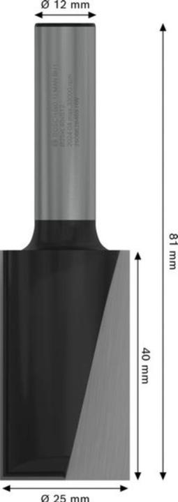 Produktbild Bosch Professional Zubehör Nutfräser, 12 mm, D1 25 mm, L 40 mm, G 81 mm