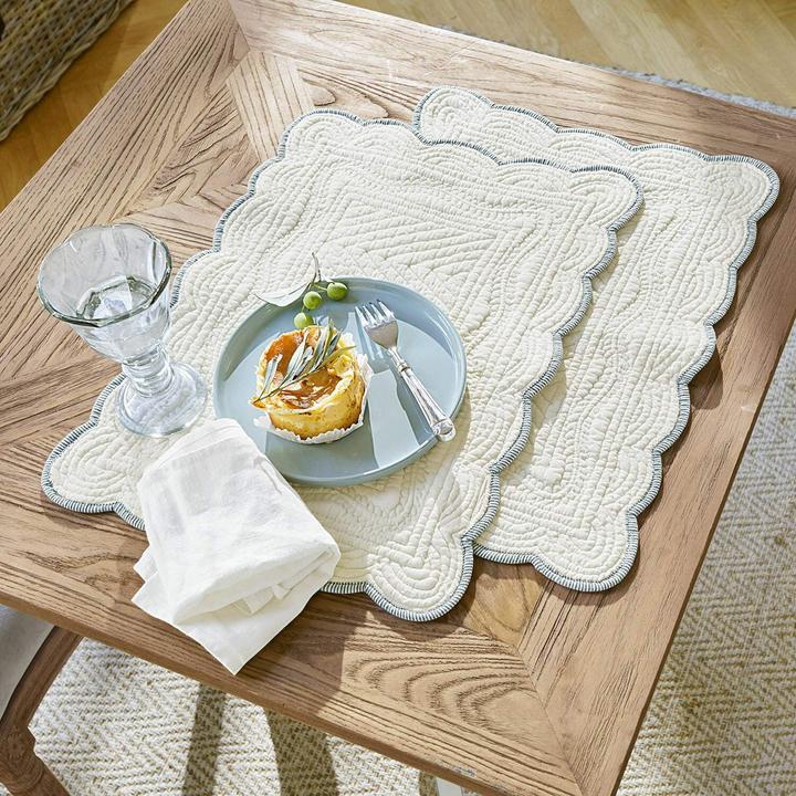 Image du produit Loberon Set de table 2 pièces Fontienne blanc (2 pcs, 45 x 35 cm)