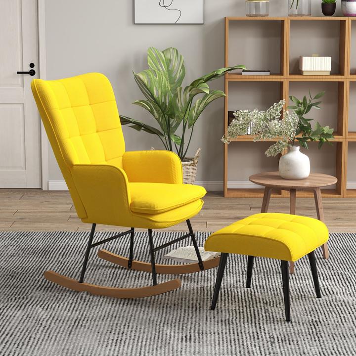 Actual product image Homcom Rocking chair with stool and high backrest