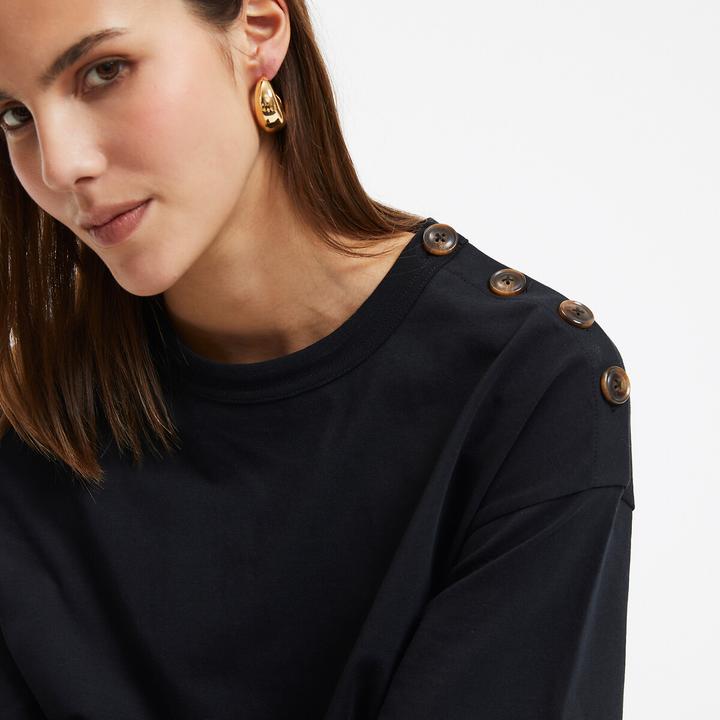 Actual product image La Redoute Collections Long jersey dress with button placket on the shoulder (XS)