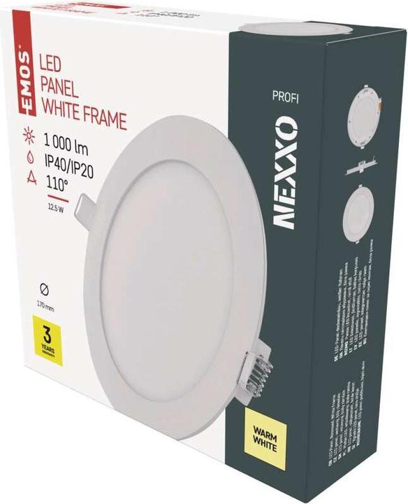 Produktbild Emos LED-Einbauleuchte NEXXO, rund, weiss, 12,5W, warmweiss (1000 lm)