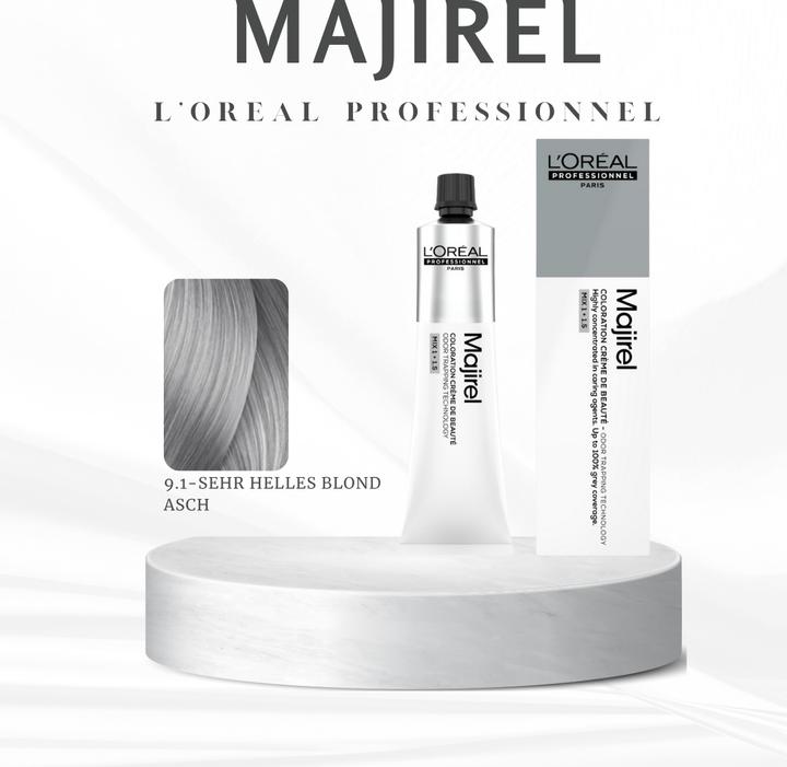 Image du produit L'Oréal Professionnel L'Oréal Majirel 9,1 Sehr Helles Blond Asch 60 ml (9.1 Frêne blond très brillant)