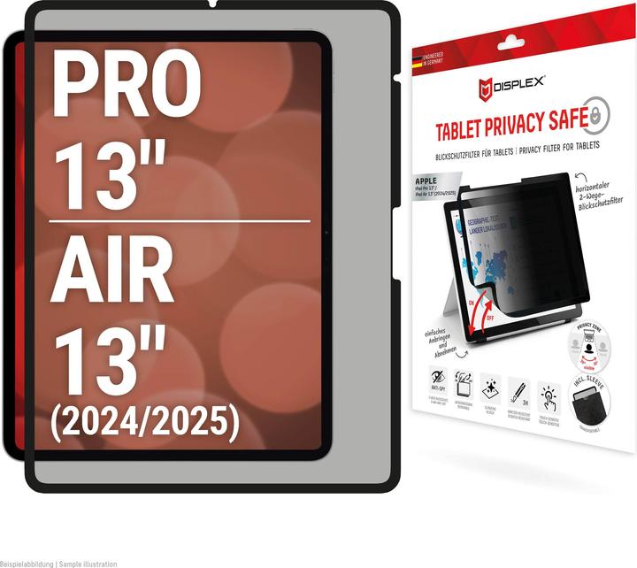 Produktbild Displex Tablet Privacy Safe, Tablet Blickschutzfolie (1 Stück, iPad Air 13 2025, iPad Pro 13 2024 (M4), iPad Air 13 2024 (M2))