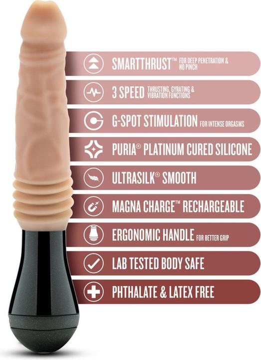 Actual product image Blush Dr. Skin Silikon Dr. Knight Stossender und vibrierender Dildo Beige