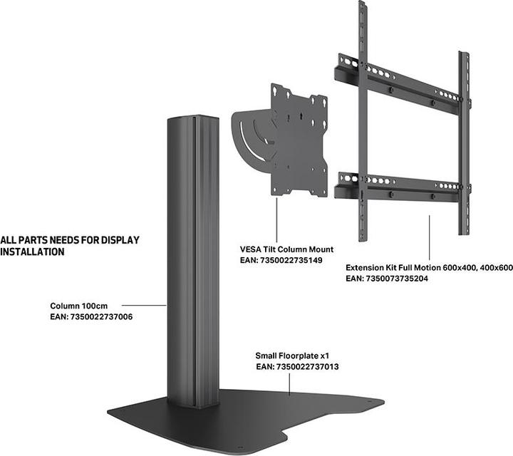 Actual product image Multibrackets Metal column for Pro System, black (Extension Pipe)