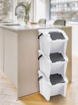 Image du produit Tontarelli poubelle verticale avec anse moda 28l blanc/noir (28 l)
