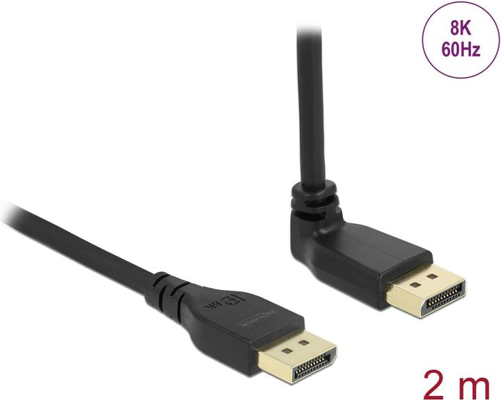Delock Kabel Oben gewinkelt DisplayPort - DisplayPort, 2 m, 8K 60Hz (2 m, DisplayPort, 1.4)