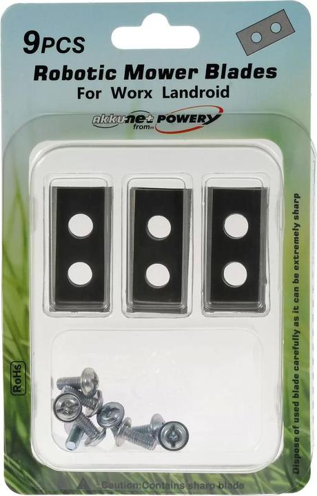 Actual product image AccuCell 9x Ersatz-Messer Klingen/Schneid-Klingen (0,9mm) für alle Worx Landroid Mähroboter (Mowing robot, Lawn mower blades + replacement blades garden machinery)