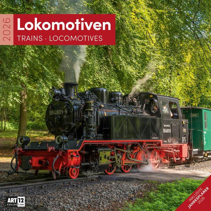 Image du produit Lokomotiven Kalender 2026 - 30x30 (30 x 30 cm, Couverture rigide, Allemand, Français, Anglais, Italien)