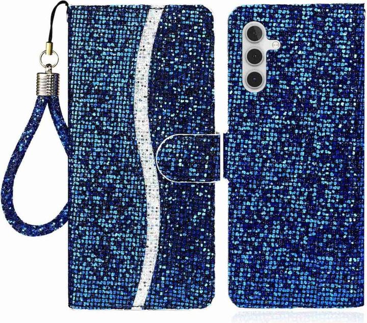Actual product image Cover-Discount Galaxy A14 - Glitter Leather Case blue (Samsung Galaxy A14)