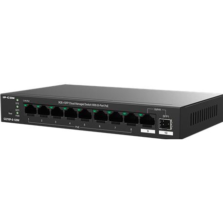 IPC IP-COM Switch Menedzselhető PoE - G2210P-8-102W (9x1Gbps 8 af/at PoE+ port 110W 1x 1Gbps SFP) (9 porte), Switch di rete, Nero