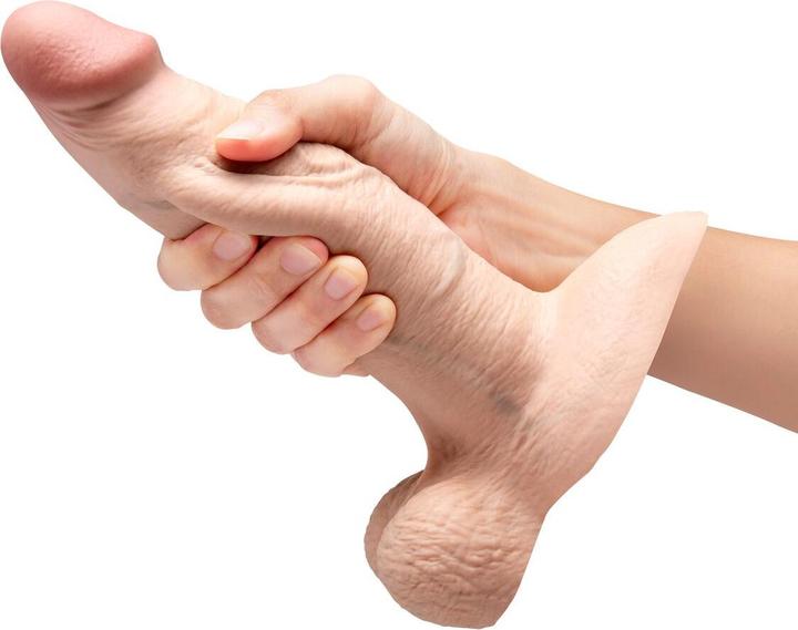 Actual product image Earthly Body Slipskin Realistic Silicone Dildo 8 Inch Girthy Cream