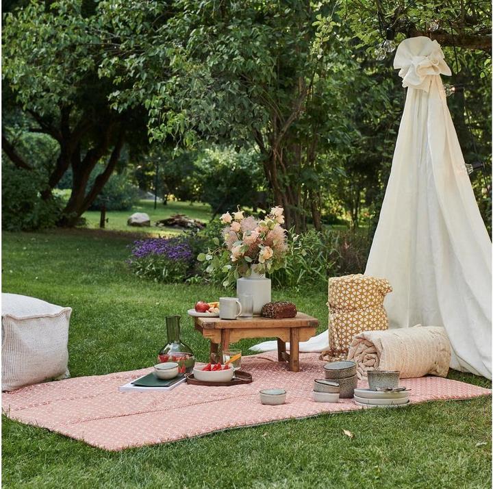 Actual product image Urbanara Picknickdecke Ankisa 130 x 190 cm - Senfgelb / Weiss