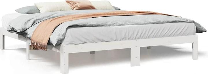 Produktbild vidaXL Massivholzbett ohne Matratze Weiss 180x200 cm Kiefernholz Bettrahmen (180 x 200 cm)