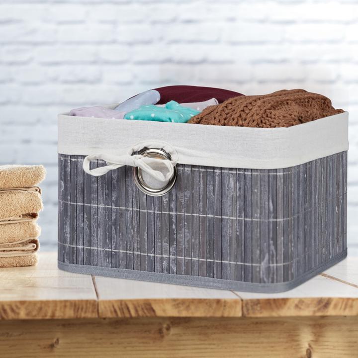 Actual product image Relaxdays Bamboo Storage Basket (1 x, 31 x 31 x 20 cm)