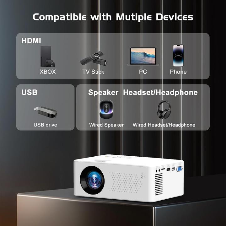 Immagine prodotto Akatuo Smart Bluetooth Projektor mit Android OS (Full HD)