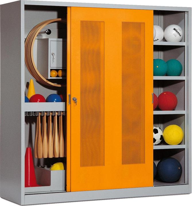 Produktbild C+P Sportgeräteschrank (HxBxT: 195x190x60 cm, mit Lochblech-Schiebetüren, Typ 5)