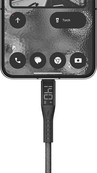 Actual product image Energea cable Flow USB-C - USB-C Digital Display 1.5m czarny/black 240W 5A PD Fast Charge (1.50 m, USB 2.0, 240 W)