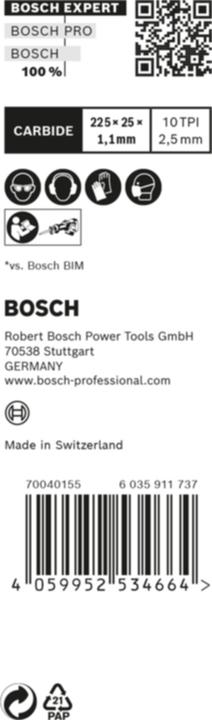 Produktbild Bosch Professional Zubehör EXPERT ‘Medium-Thick Tough Metal’ S 1155 HHM Säbelsägeblatt, 1 Stück
