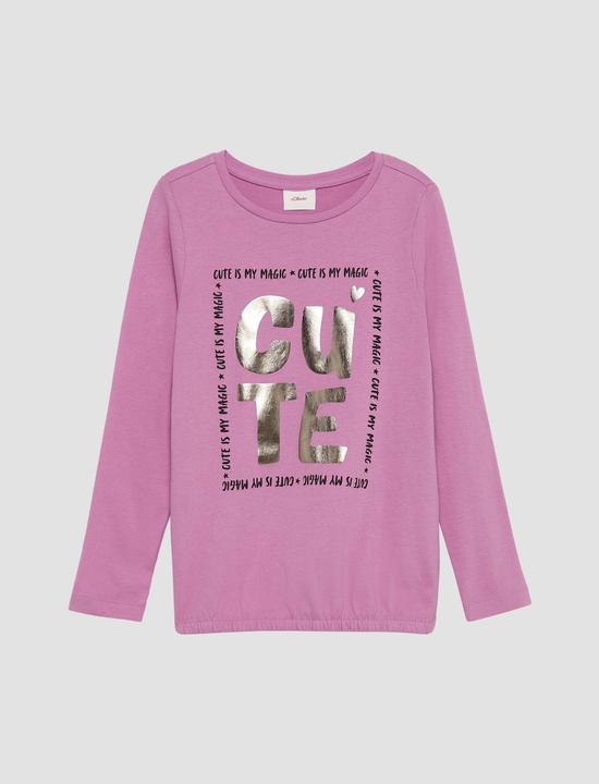 Produktbild S.Oliver T-Shirt Langarmshirt mit Foil-Print und Gummibund (92)
