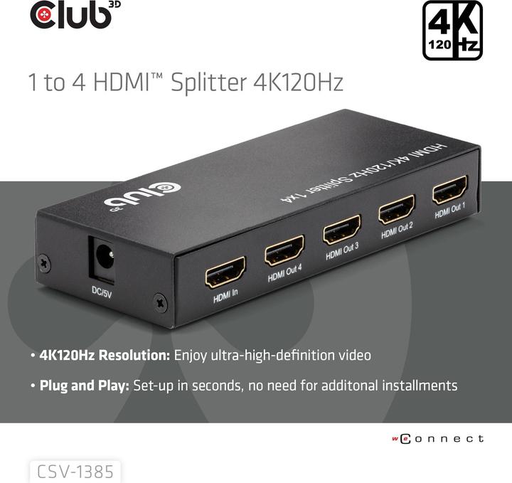 Club 3D Club3D HDMI Splitter 1 Eingang -> 4 Ausgänge 4K120Hz UHD retail