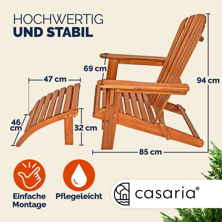 Actual product image Casaria Adirondack sun lounger set of 2 with footrest