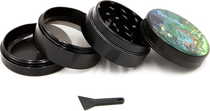 Actual product image BestV Rick and Morty Aluminium Grinder Black 4 Parts 50mm