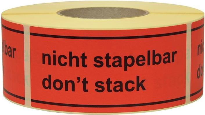 Produktbild Transpak Hinweisetikett Nicht stapelbar Länge 145 mm, Breite 70 mm rot