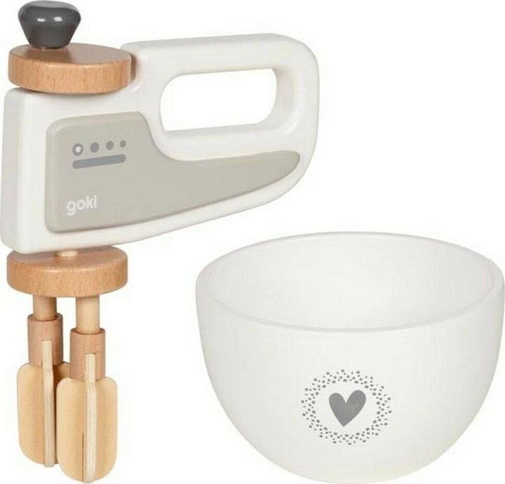 Actual product image Goki Hand mixer with mixing bowl made of wood