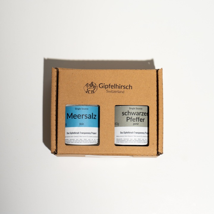 Produktbild Gipfelhirsch Geschenk Box: Salz und Pfeffer Basics (250 g)