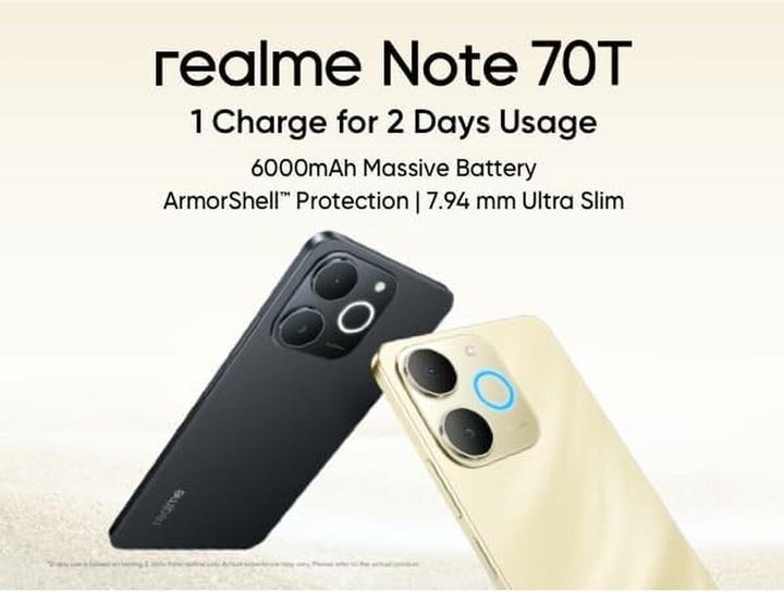 realme Note 70T Dual Sim 4GB RAM 128GB - Gold (128 GB, Beach Gold