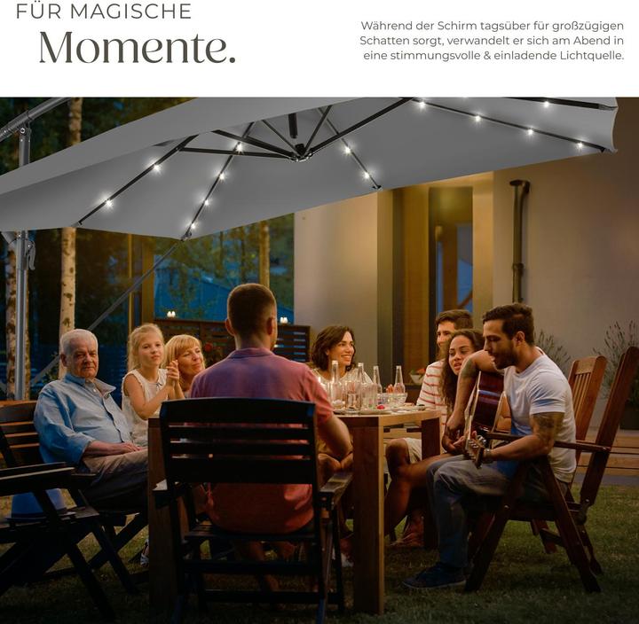Produktbild tectake Sonnenschirm Sunna LED-Solar mit Kurbel 2,5 x 2,5 m (2.50 m)